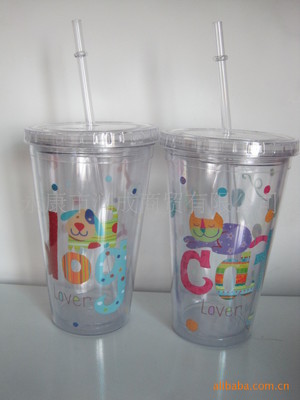 供应双层塑料杯 450ML插纸吸管杯的专业选择